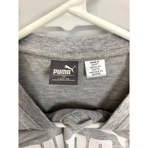 Puma Girl’s Heathered Gray Tie Waist Graphic T-Shirt Kid’s Youth Large 12-14 - Picture 7 of 8